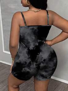 Slaydiva Tie-Dye Casual Plus Size Jumpsuit, Suitable For Music Festivals - Multicolor - View 3