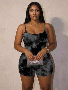 Slaydiva Tie-Dye Casual Plus Size Jumpsuit, Suitable For Music Festivals - Multicolor - View 2