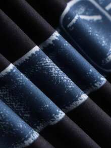 GlowEve [Efek Denim] Gaun Kasual Wanita Panjang Sedang Motif Digital Efek Denim Leher Bulat Lengan Pendek Cocok Untuk Kerja dan Perjalanan - MultiWarna - View 6