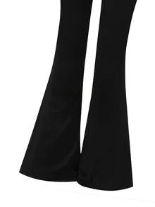 SHEIN 女童黑色豹紋3件套：立領夾克 + 吊帶背心 + 喇叭褲，完整日常穿搭。修身不緊身，溫柔優雅。適合學校、運動和與朋友出遊 - 黑色 - 查看 9