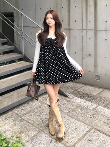 FRIFUL 女款波點休閒法式可愛百搭日常穿著細肩帶上衣 早午餐黑白波點夏季款 - 黑色 - 查看 9