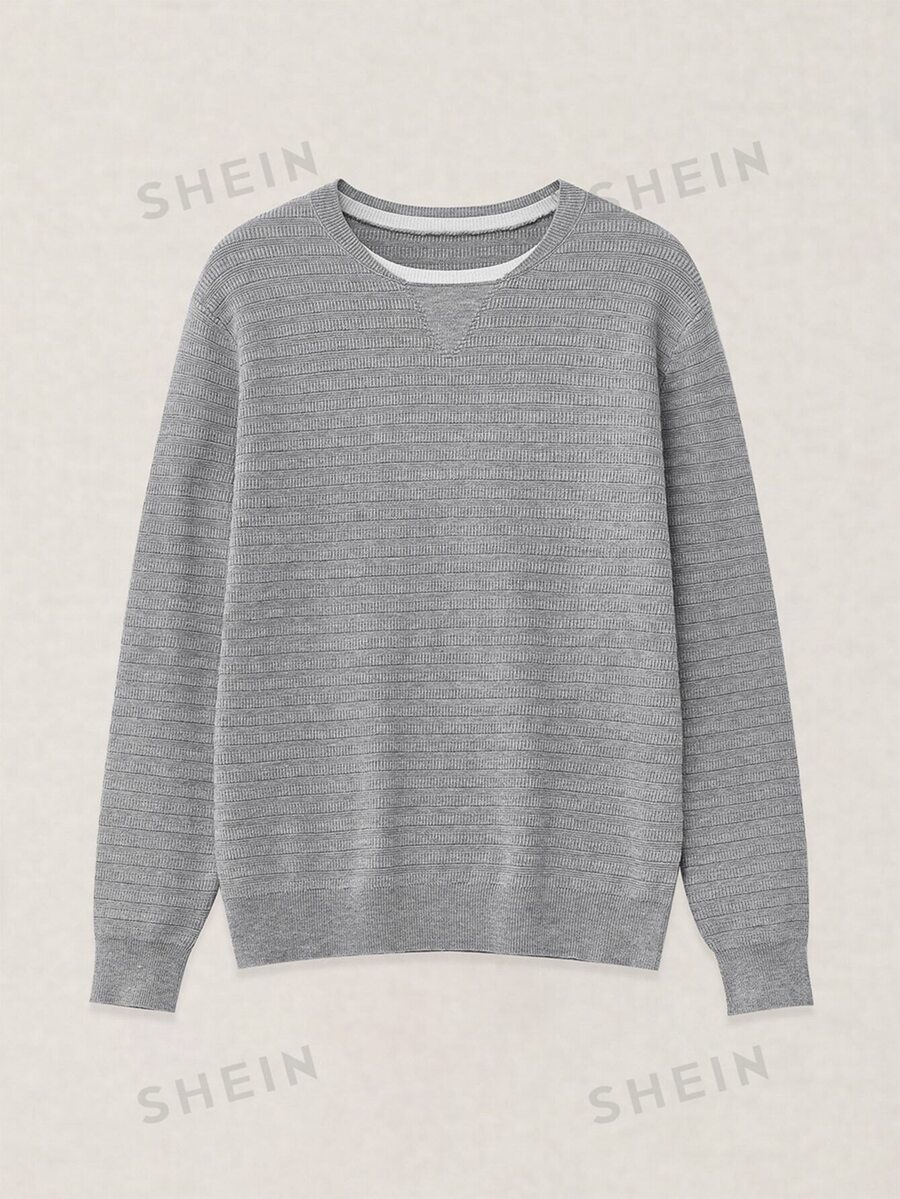 Manfinity Homme Men's Solid Color Casual Versatile Daily Wear Long Sleeve Sweater Golf - Grey - View 1