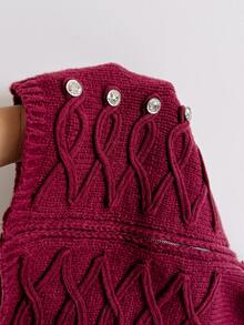 Soleia Napoleon Going Out Tops Atasan Modis Blus Dasar Blus Kasual Y2K untuk Wanita Musim Gugur Mode Wanita Seksi Kancing Tali Ritsleting Atasan Bandeau - Burgundy - View 7