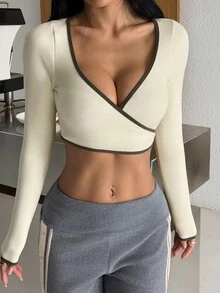 Muchica Women's Contrast Trim Hooded V-Neck Zip Up Sports Jacket Gym Jacket Workout Jacket Running Yoga Training Sportswear Activewear Breathable Stretch Fall - Yellow - View 8