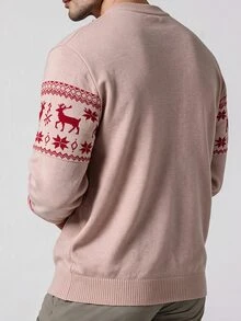Manfinity Homme Men's Minimalist Jacquard Long Sleeve Sweater Holiday Fashion - Multicolor - View 2