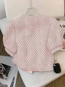 Franclia Women's Fashionable Elegant Solid Color Textured Blouse - Pink - View 2