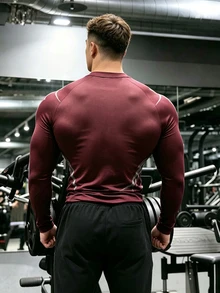 Sport MetroGents 男士幾何印花插肩袖長袖運動T恤 - 黑色 - 查看 6