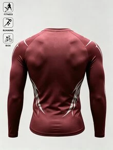 Sport MetroGents 男士幾何印花插肩袖長袖運動T恤 - 黑色 - 查看 5