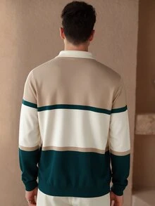 Core Aspect Men's Long Sleeve Knit Cardigan, Striped - Multicolor - View 2