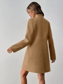 SHEIN LUNE Button-Up Fitted Long Sleeve Women Jacket Fall Winter Cloth For Women - Khaki - View 2