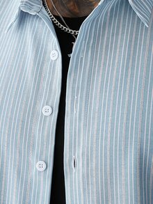 SLATEMANN Men's Casual Striped Long Sleeve Shirt - Multicolor - View 5