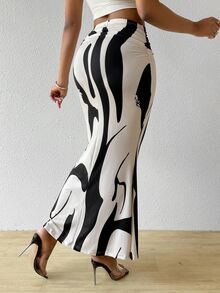 BamGleam Women's Printed Pleated Skirt Women Fall For Women - Apricot - View 4