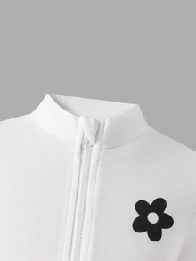 SHEIN 女童花卉印花長袖夾克與喇叭褲休閒套裝 - 彩色 - 查看 6