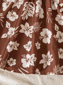 SHEIN Young Girl Patchwork Floral Print Round Neck Long Sleeve Bowknot Decor Dress - Multicolor - View 8