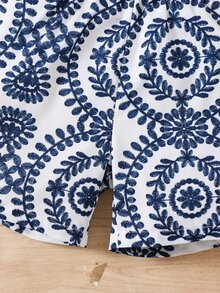 Young Girl Casual Baby Allover Print Tassel Hem Spaghetti Strap Shorts 2 Pieces Set 7th Birthday White Summer - Multicolor - View 8