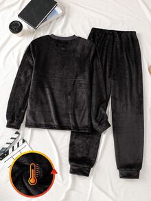 Teen Boys Pajamas Autumn And Winter - Black - View 4