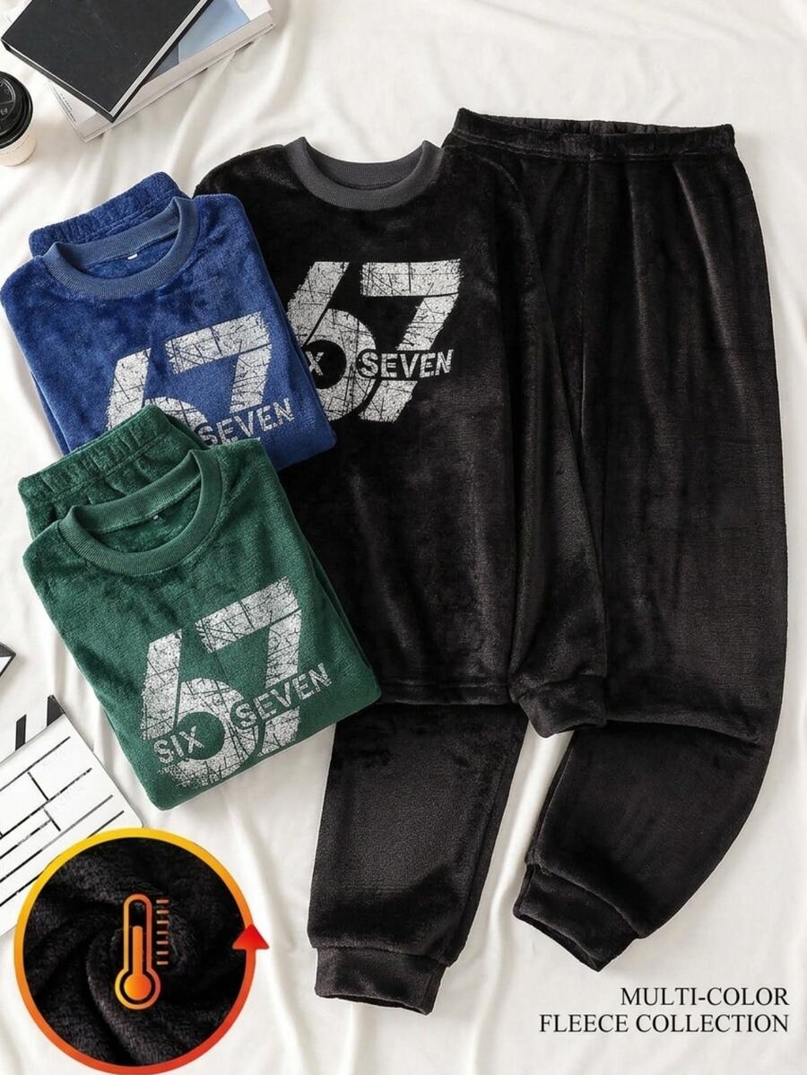 Teen Boys Pajamas Autumn And Winter - Black - View 1