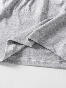 SHEIN Sparklyn (فتاة مراهقة) كنزة صوفية قصيرة بكشكشة ضيقة + بنطال طويل بساق مستقيمة مرن، طقم كاجوال متعدد الاستخدامات مناسب للتنقل اليومي والمدرسة والملابس الرياضية - رمادي - مشاهدة 5