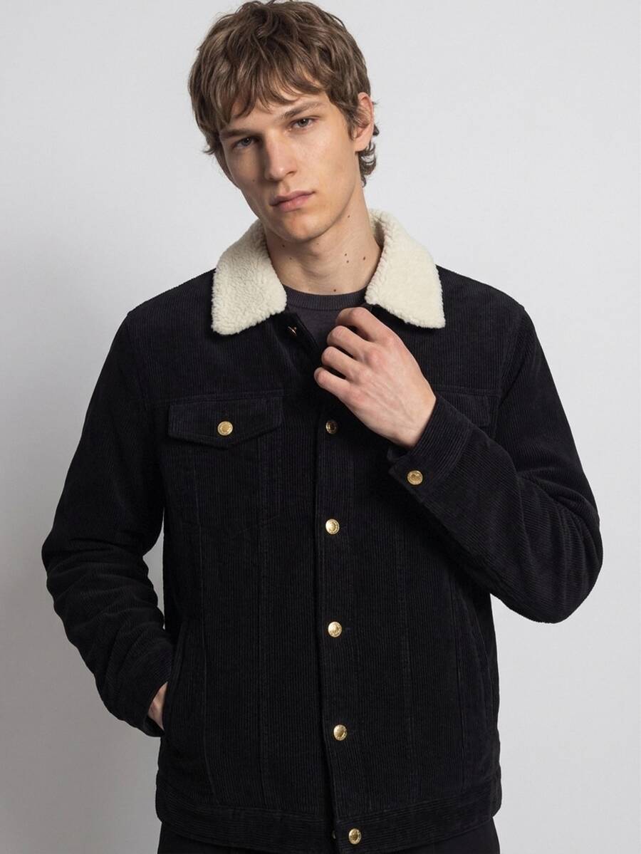 RONVEXI Men's Thermal Lined Casual Versatile Daily Wear Long Sleeve Jacket - Black - View 1