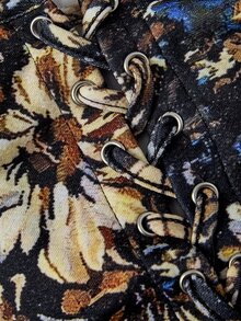 SHEIN MOD Plus-Size Retro Print Fitted Bustier Vest With Back Tie, Made Of Stretch Knit Fabric, Perfect For Parties And Holidays, And Can Be Paired With A Shirt - Multicolor - View 5