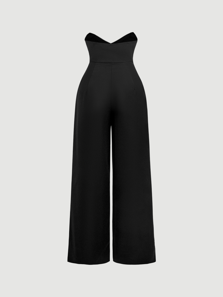 SHEIN MOD Black Classic Suspenders Trousers - Black - View 9