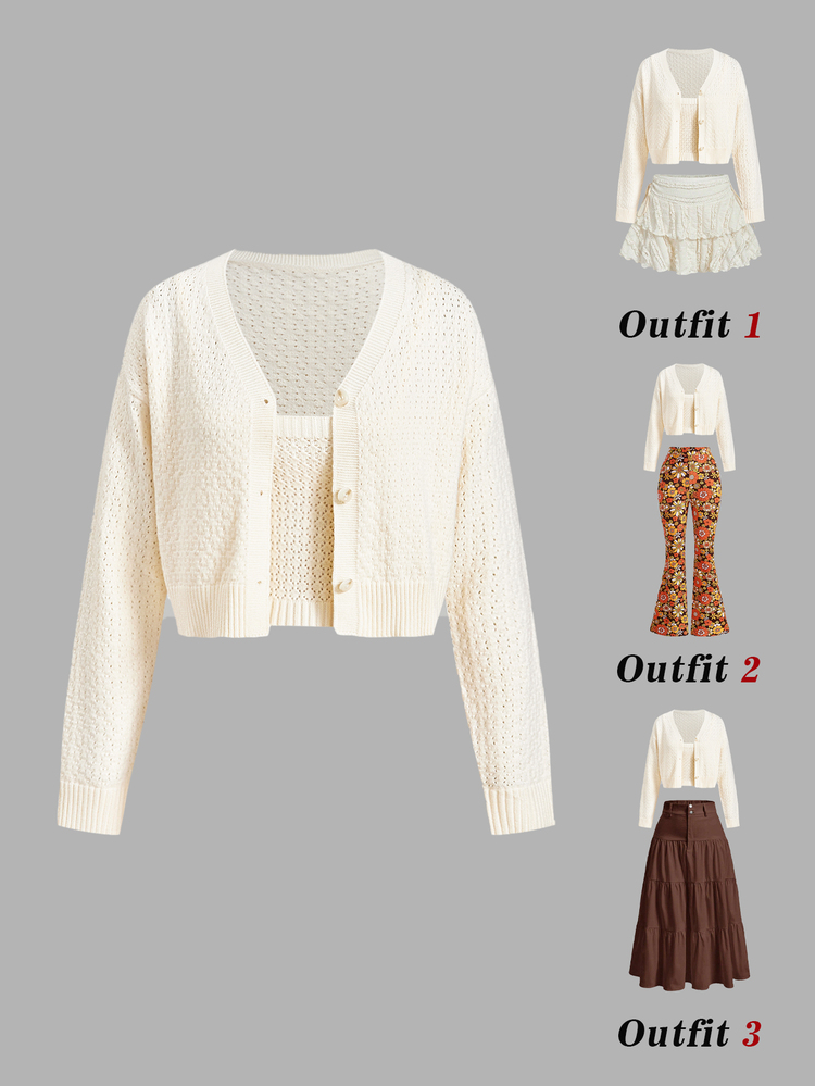 SHEIN MOD 2PCS Women Sweater Co-Ords - Apricot - View 1