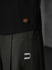 HIMLAND 男士純色長袖單排扣休閒優雅熱帶風襯衫 度假風 皇家藍 秋季 - 黑色 - 查看 4