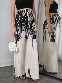 Momance Fashionable Loose Fit Printed Wide Leg Pants For Women, Spring Business Casual - Multicolor - View 1