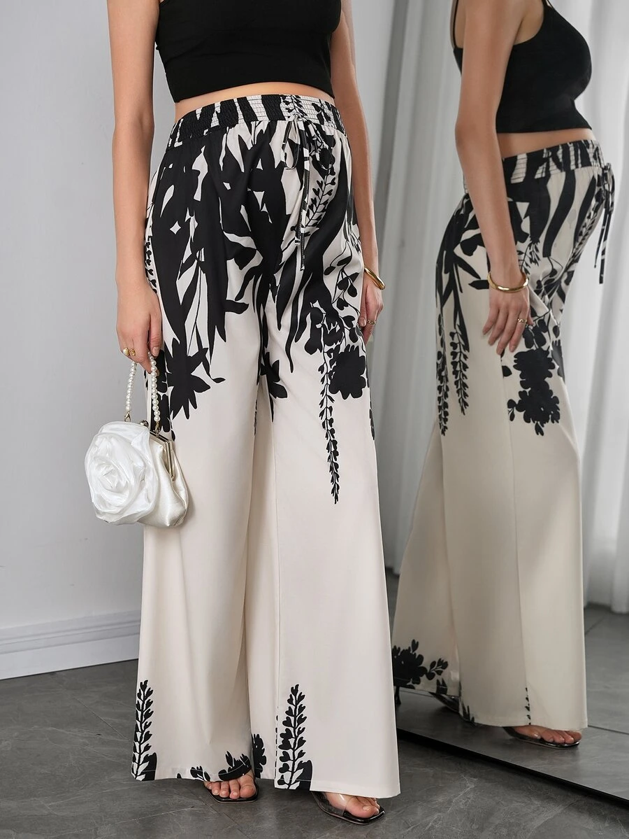 Momance Fashionable Loose Fit Printed Wide Leg Pants For Women, Spring Business Casual - Multicolor - View 1