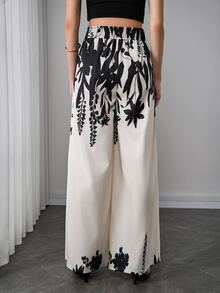 Momance Fashionable Loose Fit Printed Wide Leg Pants For Women, Spring Business Casual - Multicolor - View 3