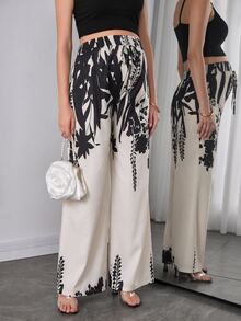 Momance Fashionable Loose Fit Printed Wide Leg Pants For Women, Spring Business Casual - Multicolor - View 2