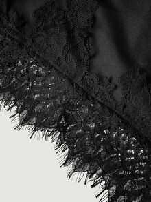 SHEIN MOD 女款蕾絲拼接休閒百搭日常穿著裙 - 黑色 - 查看 7