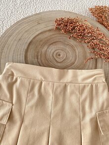 SHEIN 女童 4-7 歲橘色裙子，秋冬款，學院風，Nancy 公主，都市風，適合外出、生日、學校場合 - 卡其色 - 查看 7