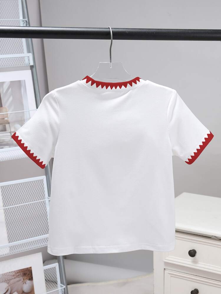 Souflis Souflis Girls' White T-Shirt With Heart Print,Cute Summer Style For 4Y-7Y,Career Day Casual Wear,Fashion Street Style Top,Comfortable Adorable Kawaii Clothes - White - View 2