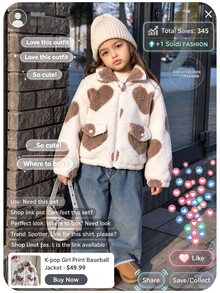 YOUNG GIRLS Heart Pattern Fuzzy Collar Zip-Up Jacket, Faux Pocket Decor Short Length Autumn/Winter Children's Clothing - Apricot - View 4