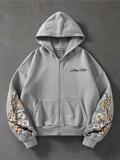 Street Life Sweat-shirt à capuche zippé imprimé pour hommes Automne/Hiver