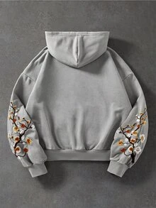 ROMWE MEN Street Life 男士寬鬆花卉刺繡圖案運動衫 - 彩色 - 查看 3