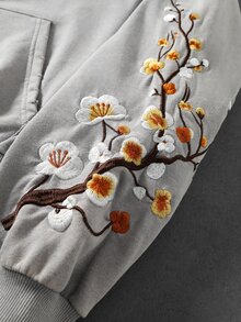 ROMWE MEN Street Life 男士寬鬆花卉刺繡圖案運動衫 - 彩色 - 查看 2