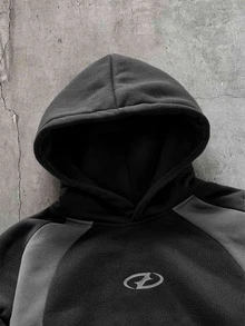 AXEPEAK 男士針織時尚休閒寬鬆長袖連帽衫 - 黑色 - 查看 3