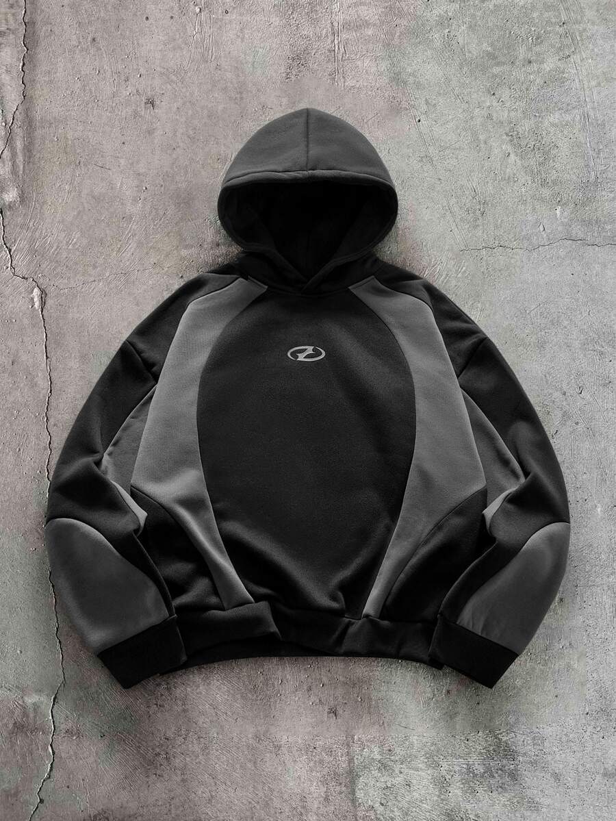 AXEPEAK Men's Knitted Fashion Casual Loose Long Sleeve Hoodie - Black - View 1