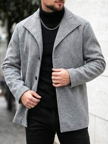 Manfinity CasualCool 男士純色休閒長袖夾克，口袋設計，適合日常通勤穿著，也是送給男友和丈夫的理想禮物 - 灰色 - 查看 4