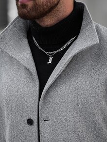 Manfinity CasualCool 男士純色休閒長袖夾克，口袋設計，適合日常通勤穿著，也是送給男友和丈夫的理想禮物 - 灰色 - 查看 6
