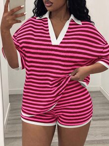 Slaydiva Spring Summer New Casual 80s Cowboy Street Daily Wear Vacation Formal Lounge Outing Home Date Red And White - Hot Pink - View 3