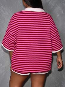 Slaydiva Spring Summer New Casual 80s Cowboy Street Daily Wear Vacation Formal Lounge Outing Home Date Red And White - Hot Pink - View 2