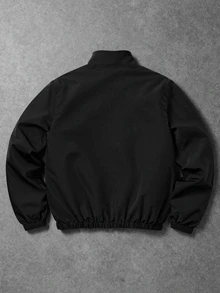 Manfinity EMRG Men's Stand Collar Letter Pattern Contrast Color Zipper Placket Autumn Jacket - Multicolor - View 2