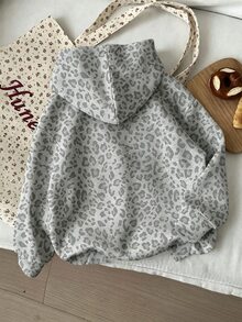 Sweatshirt Anak Perempuan Remaja Gaya Vintage Motif Leopard, Sweatshirt Lengan Panjang Kasual Musim Gugur untuk Anak Perempuan Remaja, Cocok Untuk - Putih - View 2
