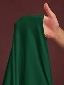 Veslaya Spring/Summer New Arrival Vacation & Commute & Casual White Loose Short Sleeve V-Neck Pleated A-Line Maxi Shirt Dress For Plus Size Women/Christmas - Dark Green - View 10