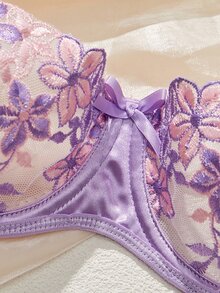Crystal Vow 紫色浪漫田園風女款刺繡性感兩件套 - 紫色 - 查看 3