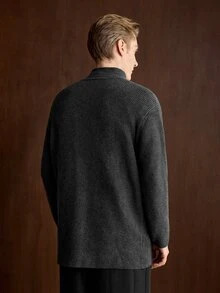 Manfinity CityGents Men's Solid Color Single-Breasted Fashion Minimalist Premium Cardigan - Multicolor - View 3