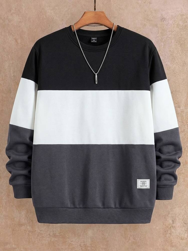 HIMLAND Men's Pullover Sweatshirt, Casual Sweatshirt, Autumn Winter Top, Relaxed Fit, Streetwear, Athletic Wear, Solid Color Basic, Drop Shoulder, Fleece Lined. - Multicolor - View 1